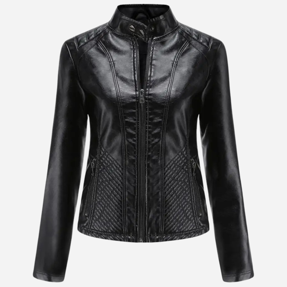 Damjacka – Skinn – Slim Fit – Quiltade Paneler – Ståkrage – Dragkedja