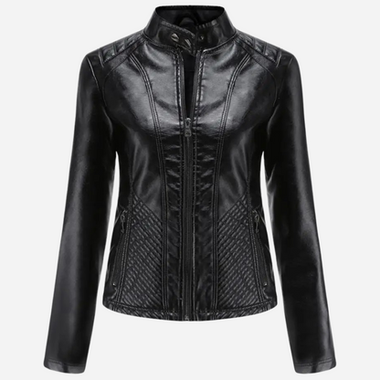 Damjacka – Skinn – Slim Fit – Quiltade Paneler – Ståkrage – Dragkedja