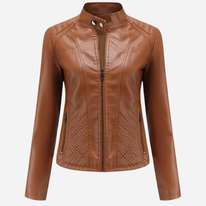 Damjacka – Skinn – Slim Fit – Quiltade Paneler – Ståkrage – Dragkedja