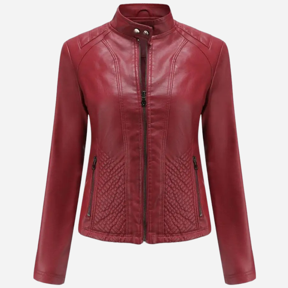 Damjacka – Skinn – Slim Fit – Quiltade Paneler – Ståkrage – Dragkedja