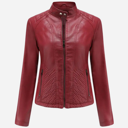 Damjacka – Skinn – Slim Fit – Quiltade Paneler – Ståkrage – Dragkedja