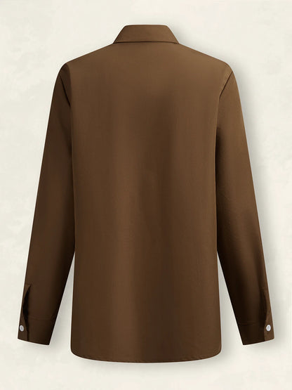 Women's Cotton Shirt Spring Loose Plain Shirt Collar Casual Blouse