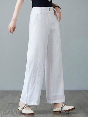 Casual Plain Long Pant | Relaxed Fit, Natural Waist, Ankle Length