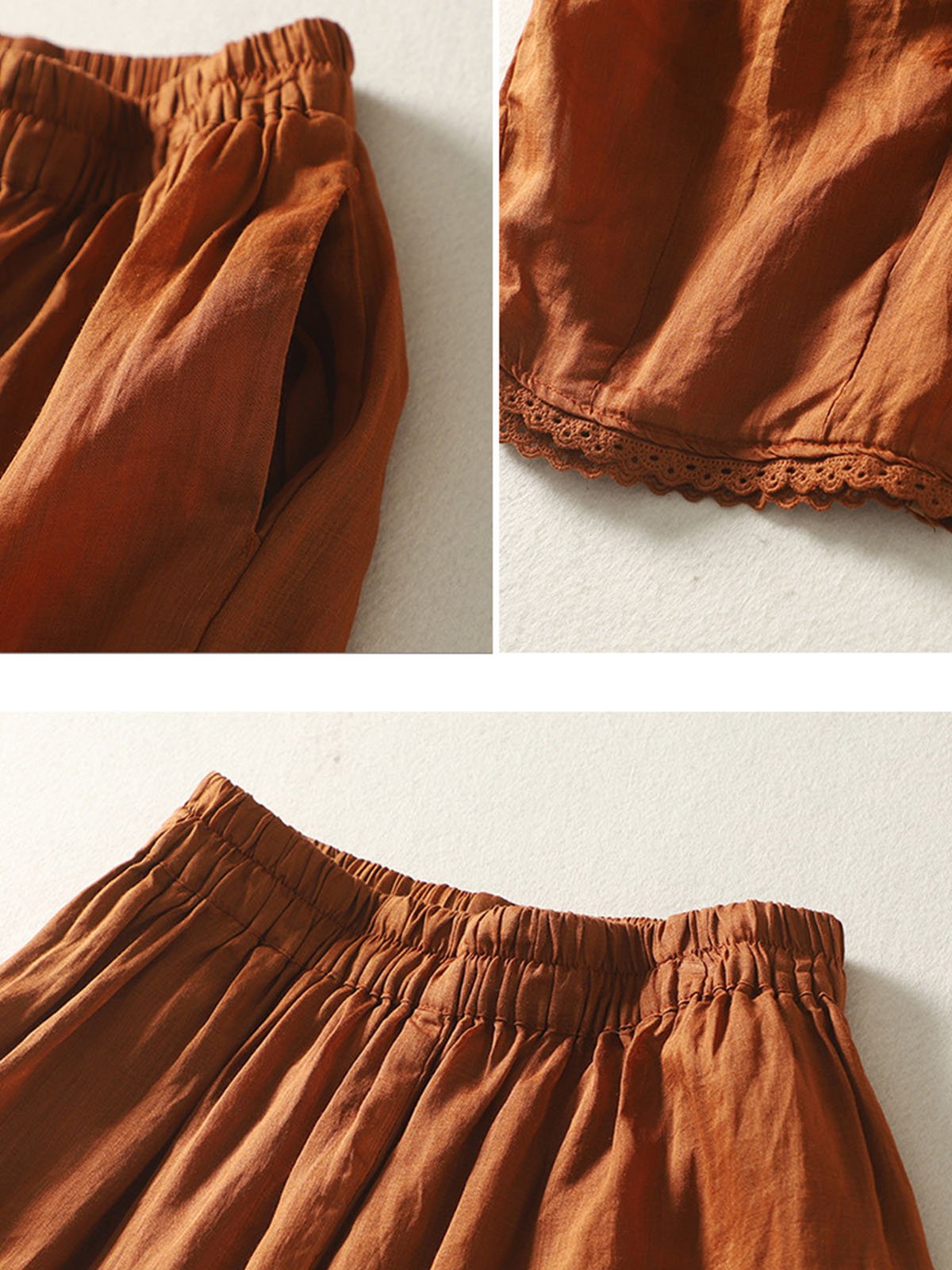 Casual Plain Ankle Pants Pant Cotton Linen Loose Fit