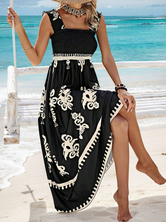 Women Nationality/ethnic Spaghetti Sleeveless Comfy Casual Scramble Maxi Dress