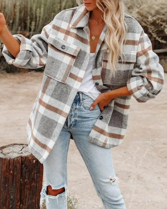 Gracelyn - Rustikales kariertes Damen-Overshirt