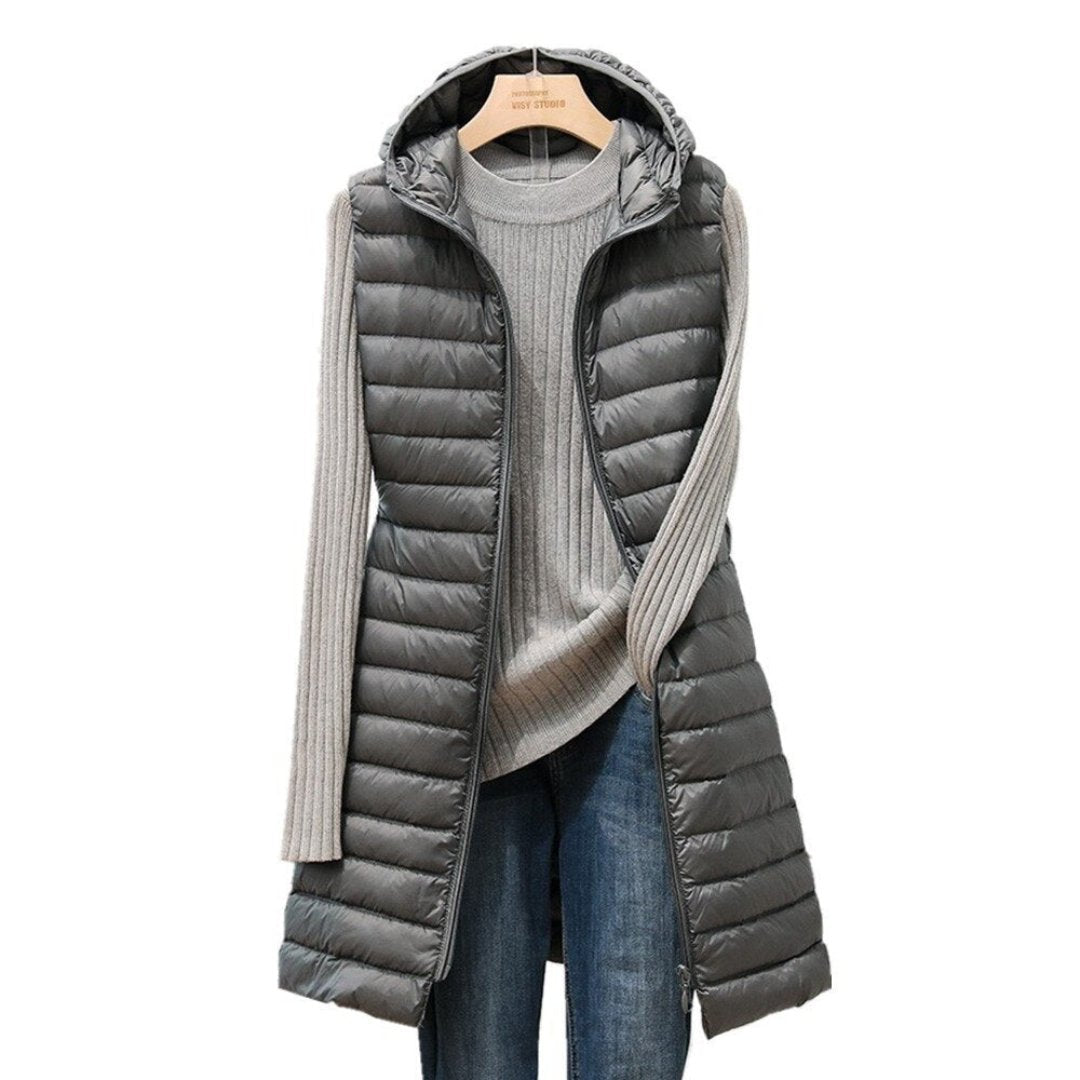 Margauxemim | Damen Puffer Ärmellose Stepp Weste | Lange