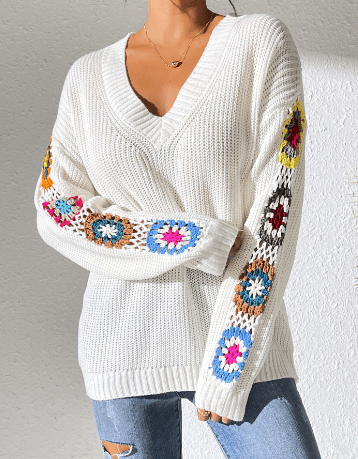 Lottie - Eleganter gemütlicher Strickpullover mit V-Ausschnitt