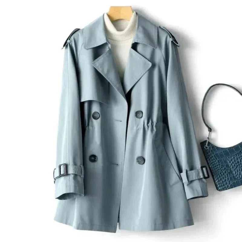 Dam Trenchcoat – Skräddarsydd Passform – Dubbeknäppt – Epåletter – Bältdetaljer