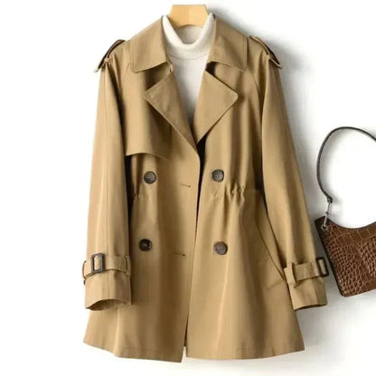 Dam Trenchcoat – Skräddarsydd Passform – Dubbeknäppt – Epåletter – Bältdetaljer