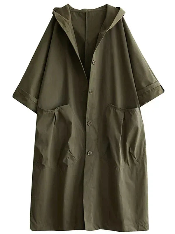 Dam Trenchcoat – Oversize Passform – Vattenavvisande – Huva – Lång Ledig Stil