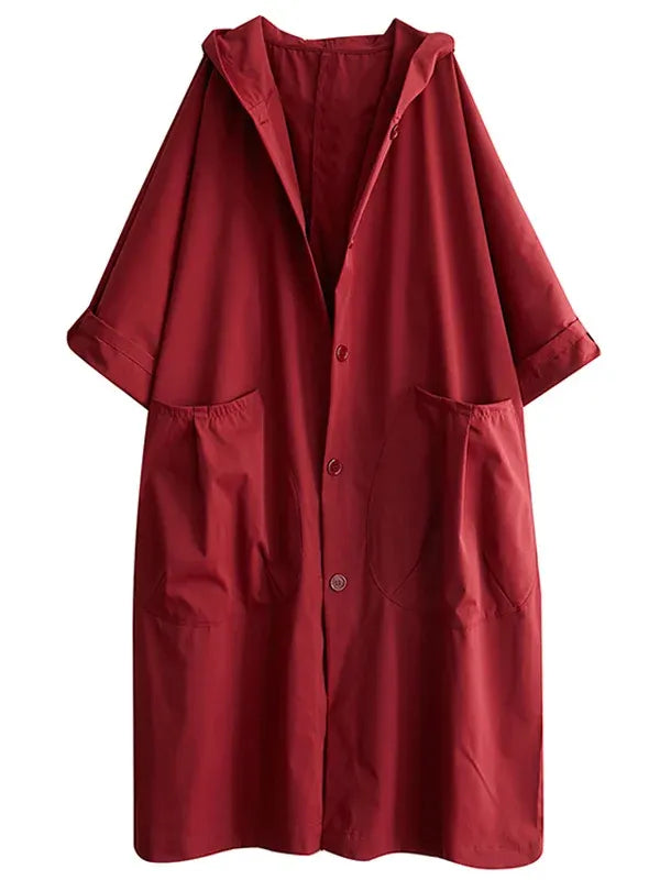 Dam Trenchcoat – Oversize Passform – Vattenavvisande – Huva – Lång Ledig Stil