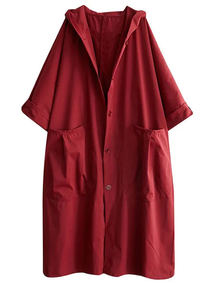 Dam Trenchcoat – Oversize Passform – Vattenavvisande – Huva – Lång Ledig Stil